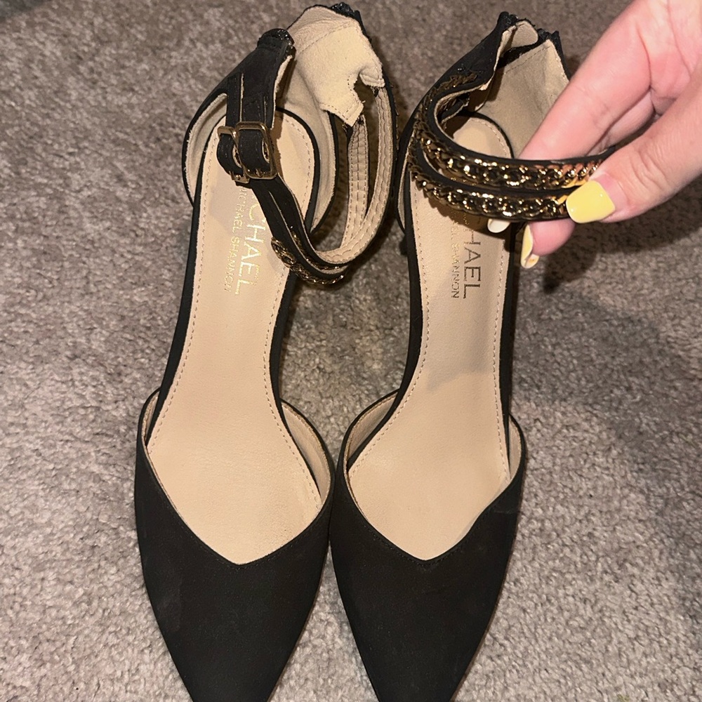 Michael Kors Black Heels with Ankle Strap and d'Orsay Design